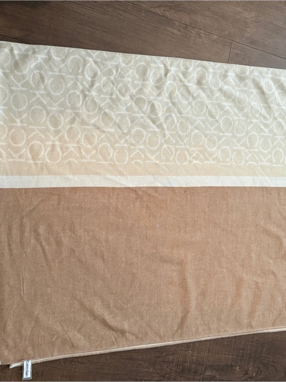 Calvin Klein Beige & Camel Logo Scarf